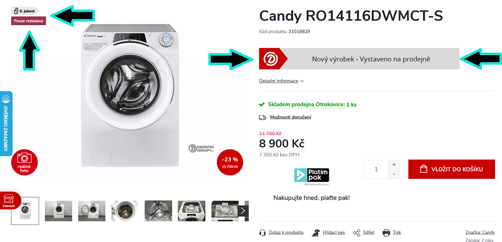 II.jakost pouze rozbaleno